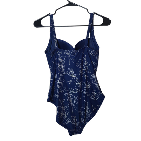 Niptuck Garden Line Foil Joanne Twist Front Slimming Swimsuit 6 One Piece - Picture 5 of 15